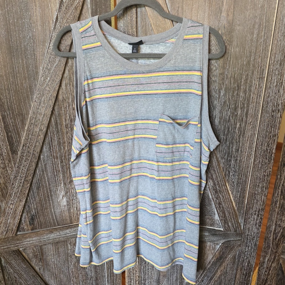 Torrid Shirt Women's Size 3 Gray & Multi Color Stripes Linen Blend‎ Sleeveless